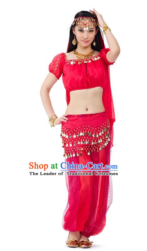 Top Indian Bollywood Belly Dance Costume Oriental Dance Rosy Dress, India Raks Sharki Clothing for Women