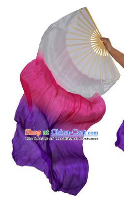China Folk Dance Folding Fans Yanko Dance Rosy Purple Silk Fans for for Women