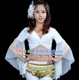 Indian Oriental Dance Belly Dance Costume Upper Outer Garment India Raks Sharki White Blouse for Women