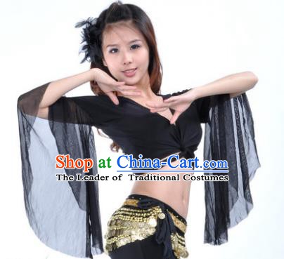 Indian Oriental Dance Belly Dance Costume Upper Outer Garment India Raks Sharki Black Blouse for Women