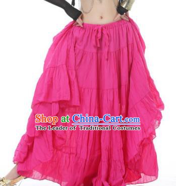 Indian Oriental Belly Dance Costume Rosy Bust Skirt, India Raks Sharki Bollywood Dance Clothing for Women
