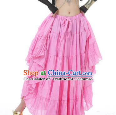 Indian Oriental Belly Dance Costume Pink Bust Skirt, India Raks Sharki Bollywood Dance Clothing for Women