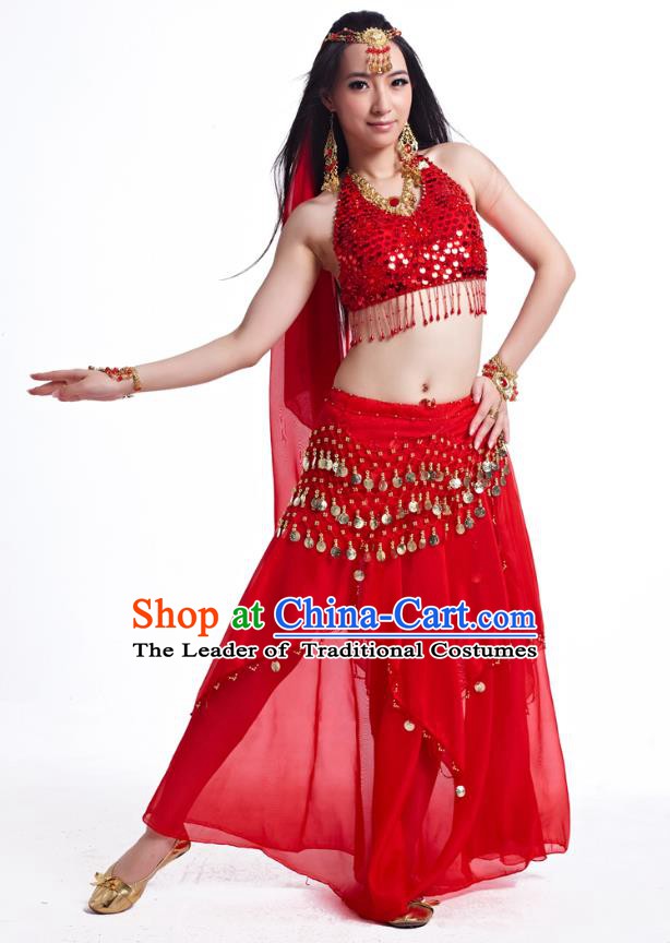 Indian Belly Dance Costume Oriental Dance Red Dress, India Raks Sharki Bollywood Dance Clothing for Women