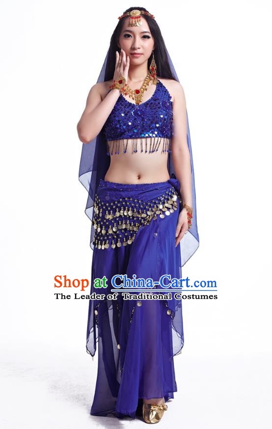 Indian Belly Dance Costume Oriental Dance Royalblue Dress, India Raks Sharki Bollywood Dance Clothing for Women