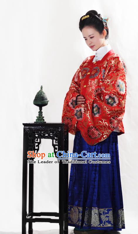 Asian China Ming Dynasty Palace Lady Hanfu Clothing Ancient Empress Embroidered Costume for Women
