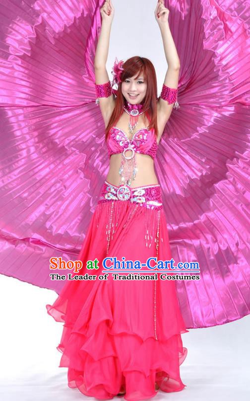 Indian Bollywood Belly Dance Rosy Dress Clothing Asian India Oriental Dance Costume for Women