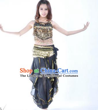 Indian Traditional Belly Dance Costume Asian India Oriental Dance Black Clothing for Women