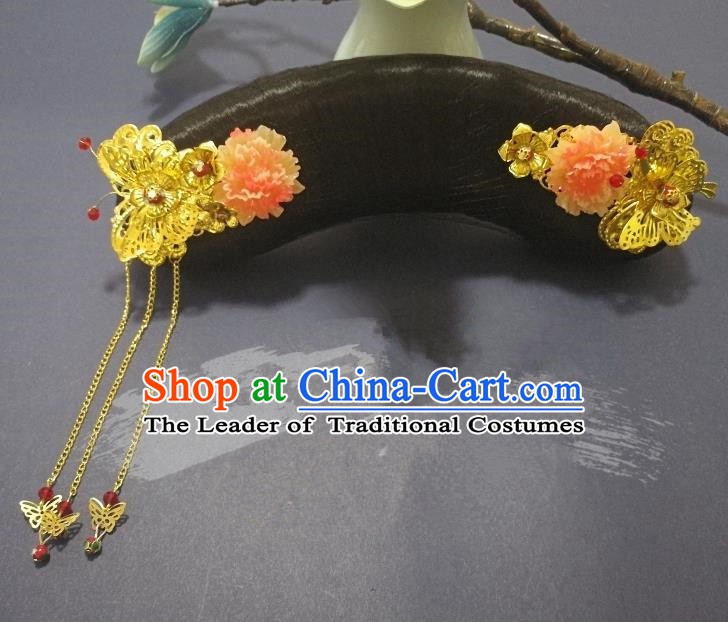 Chinese Handmade Classical Qing Dynasty Princess Wig and Hair Accessories Ancient Manchu Palace Lady Headwear