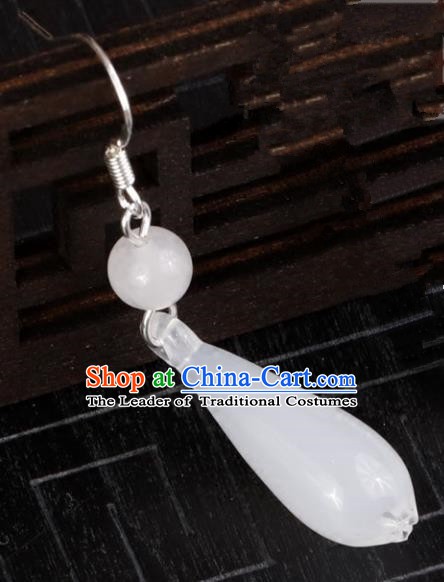 Chinese Handmade Classical Jade Earrings Accessories Ancient Princess Eardrop for Women