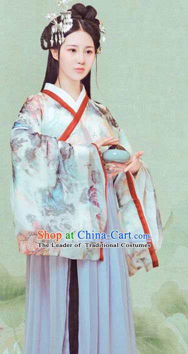 Chinese Traditional Han Dynasty Princess Clothing, China Ancient Palace Lady Costume and Headpiece Complete Set