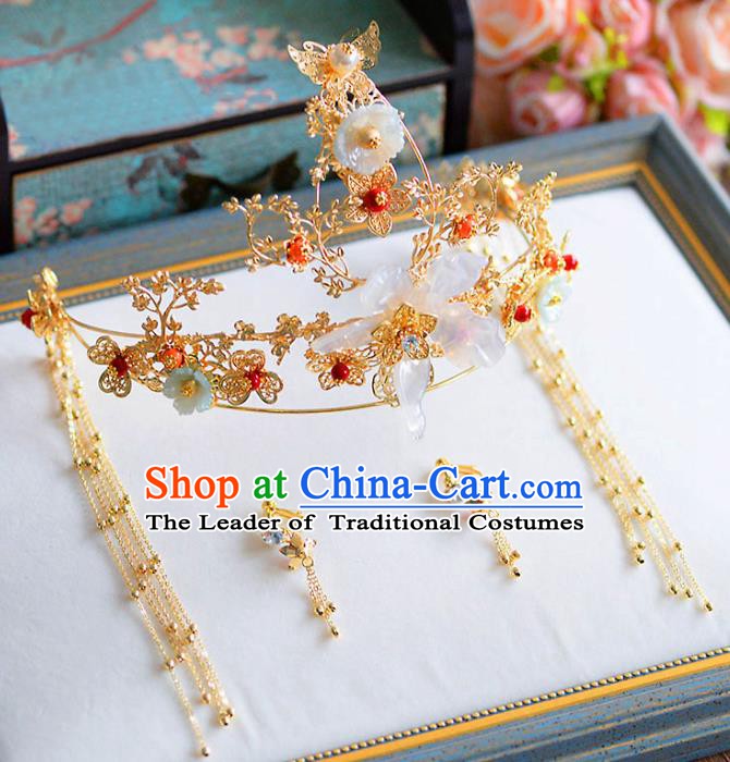 Chinese Handmade Classical Wedding Hair Accessories Ancient Tassel Hairpins Phoenix Coronet for Women