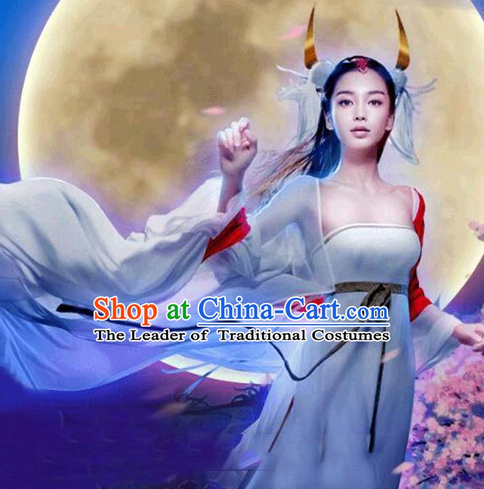 Traditional Chinese Ancient Fairy Costume, China Tang Dynasty Palace Lady Dress Clothing for Women