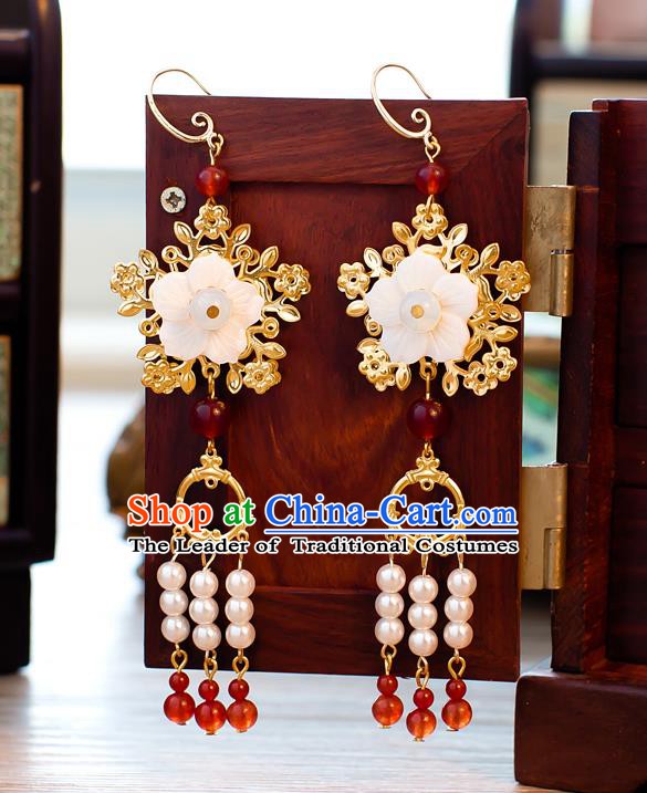 Handmade Classical Wedding Accessories Bride Ear Pendant Beads Tassel Earrings for Women
