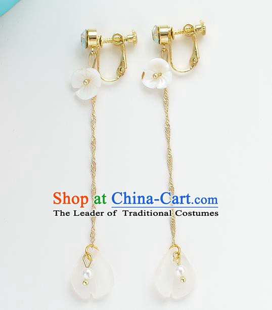 Handmade Classical Wedding Accessories Tassel Eardrop Bride White Shell Earrings for Women
