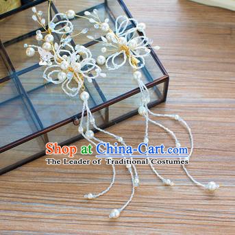 Handmade Classical Wedding Accessories Bride White Pearls Tassel Earrings Ear Pendant for Women