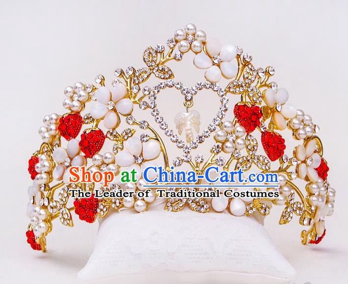 Handmade Classical Hair Accessories Baroque Luxury Crystal Pearls Royal Crown Headwear for Women