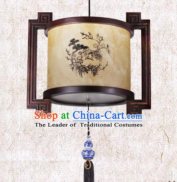 Traditional Chinese Painted Palace Lanterns Handmade Wood Hanging Lantern Ancient Ceiling Lamp