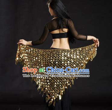 Indian Belly Dance Golden Sequin Waist Scarf Waistband India Raks Sharki Belts for Women