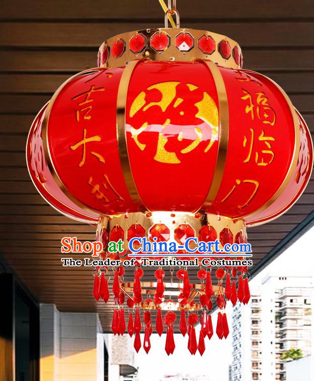 Traditional Chinese Red Revolving Palace Lanterns Handmade Hanging Lantern Ancient Ceiling Lamp