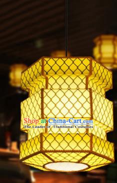 Traditional Chinese Yellow Parchment Palace Lanterns Handmade Hanging Lantern Ancient Ceiling Lamp
