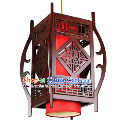 Traditional Chinese Wood Red Palace Lanterns Handmade Hanging Lantern Ancient Ceiling Lamp