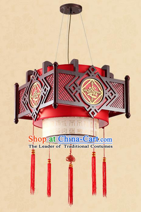 Traditional Chinese Wood Hanging Palace Lanterns Handmade Red Lantern Ancient Ceiling Lamp