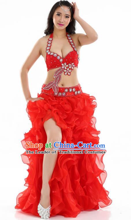 Indian National Belly Dance Red Dress India Bollywood Oriental Dance Costume for Women