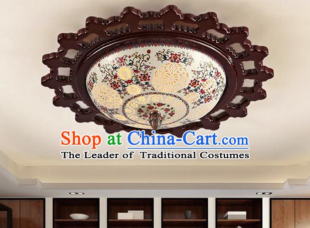 Traditional Chinese Ceiling Palace Lanterns Handmade Pierced Colorful Porcelain Lantern Ancient Lamp