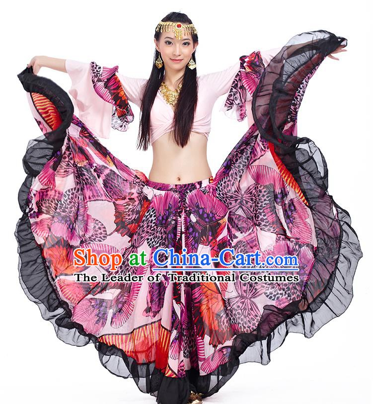 Indian National Belly Dance Printing Dress India Bollywood Oriental Dance Costume for Women