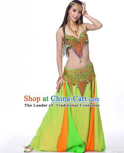 Indian National Belly Dance Clothing India Oriental Dance Sexy Light Green Dress for Women