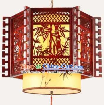 Traditional Chinese Wood Carving Bamboo Palace Hanging Lanterns Handmade Lantern Ancient Ceiling Lamp