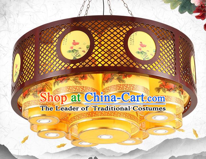 Traditional Chinese Wood Ceiling Palace Lanterns Handmade Painted Lantern Ancient Hanging Lamp