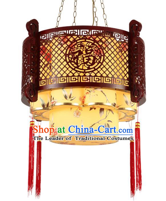 Traditional Chinese Ceiling Palace Lanterns Handmade Wood Painted Lantern Ancient Hanging Lamp