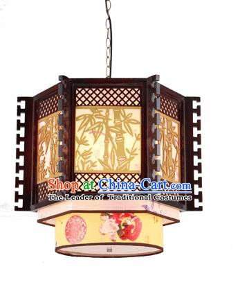 Traditional Chinese Wood Carving Bamboo Ceiling Palace Lanterns Handmade Lantern Ancient Lamp