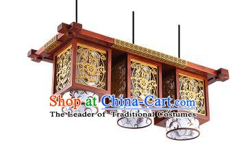 Traditional Chinese Wood Carving Hanging Ceiling Palace Lanterns Handmade Three-pieces Lantern Ancient Lamp