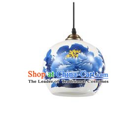 Traditional Chinese Painting Peony Porcelain Hanging Ceiling Palace Lanterns Handmade Lantern Ancient Lamp