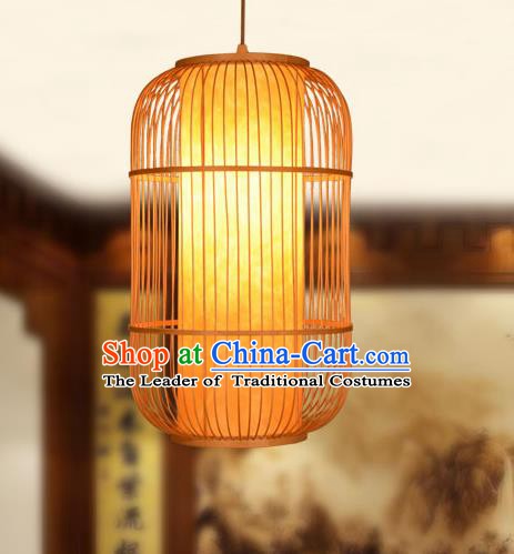 Traditional Chinese Bamboo Weaving Hanging Lanterns Handmade Birdcage Lantern Ancient Lamp