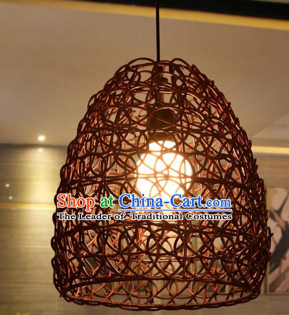 Traditional Chinese Rattan Hanging Lanterns Handmade Ceiling Lantern Ancient Lamp