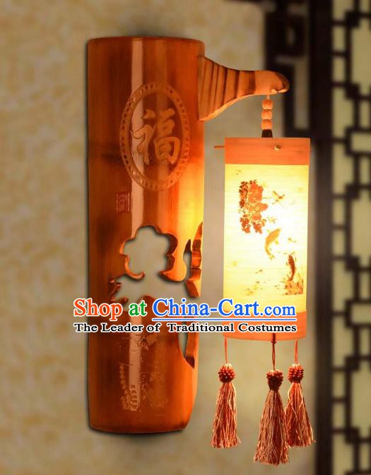 Traditional China Carving Bamboo Lanterns Handmade Lantern Ancient Wall Lamp