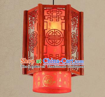Traditional Asian Wood Carving Lanterns Handmade New Year Ceiling Lantern Ancient Hanging Lamp
