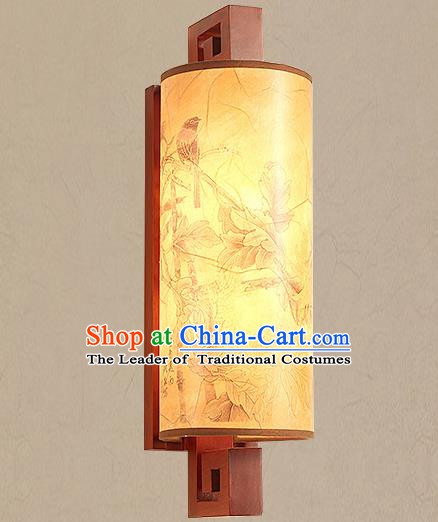 Traditional China Ancient Painted Birds Lanterns Handmade Wood Lantern Ancient Wall Lamp