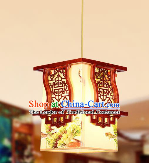 Traditional Chinese Wood Carving Hanging Lanterns Handmade Painting Palace Ceiling Lantern Ancient Lamp