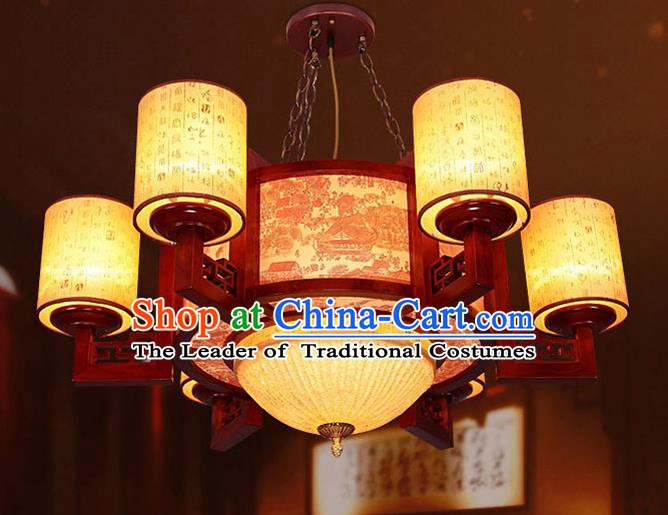 Traditional Chinese Painted Palace Ceiling Lanterns Handmade Wood Lantern Ancient Lamp