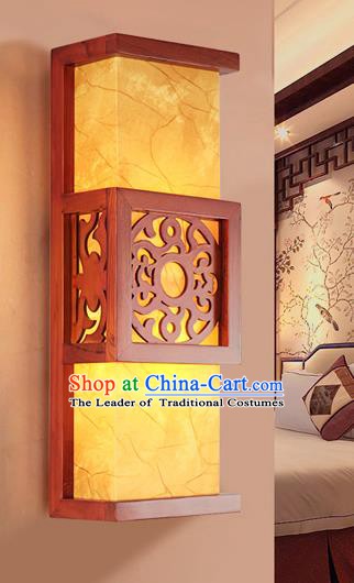 Traditional China Ancient Wood Carving Yellow Wall Lanterns Handmade Lantern Ancient Lamp