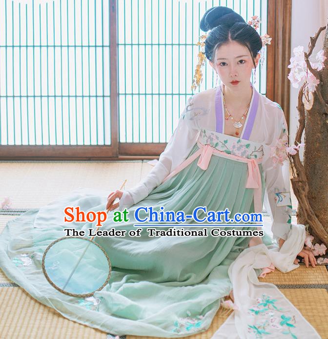 China Historical Tang Dynasty Imperial Concubine Costume Ancient Palace Lady Embroidered Dress for Women