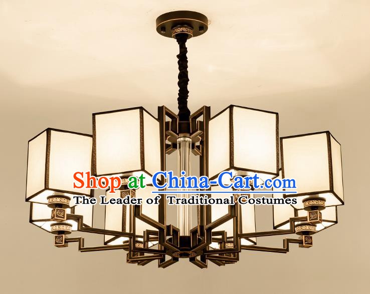 Traditional Handmade Chinese Brass Palace Lanterns Ancient Eight-Lights Ceiling Lantern Ancient Lamp