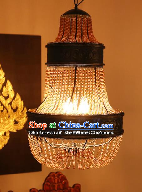 Traditional Thailand Handmade Iron Beads Hanging Lantern Southeast Asian Ceiling Lanterns Religion Lantern