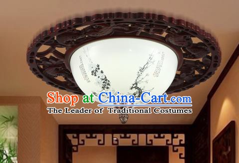 Traditional Chinese Handmade Ceramics Lantern Asian Wood Painting Plum Blossom Ceiling Lanterns Ancient Lantern