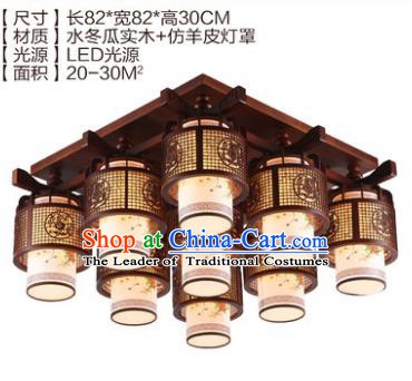 Traditional Chinese Handmade Nine-Lights Lantern Wood Carving Lantern Ancient Palace Ceiling Lanterns