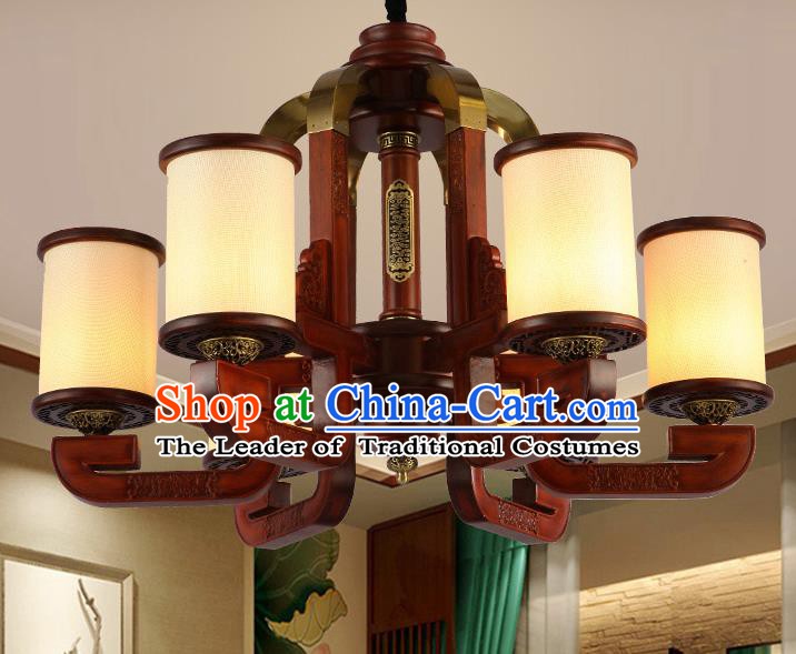 Traditional Chinese Handmade Lantern Six-Lights Wood Palace Lantern Ancient Ceiling Lanterns